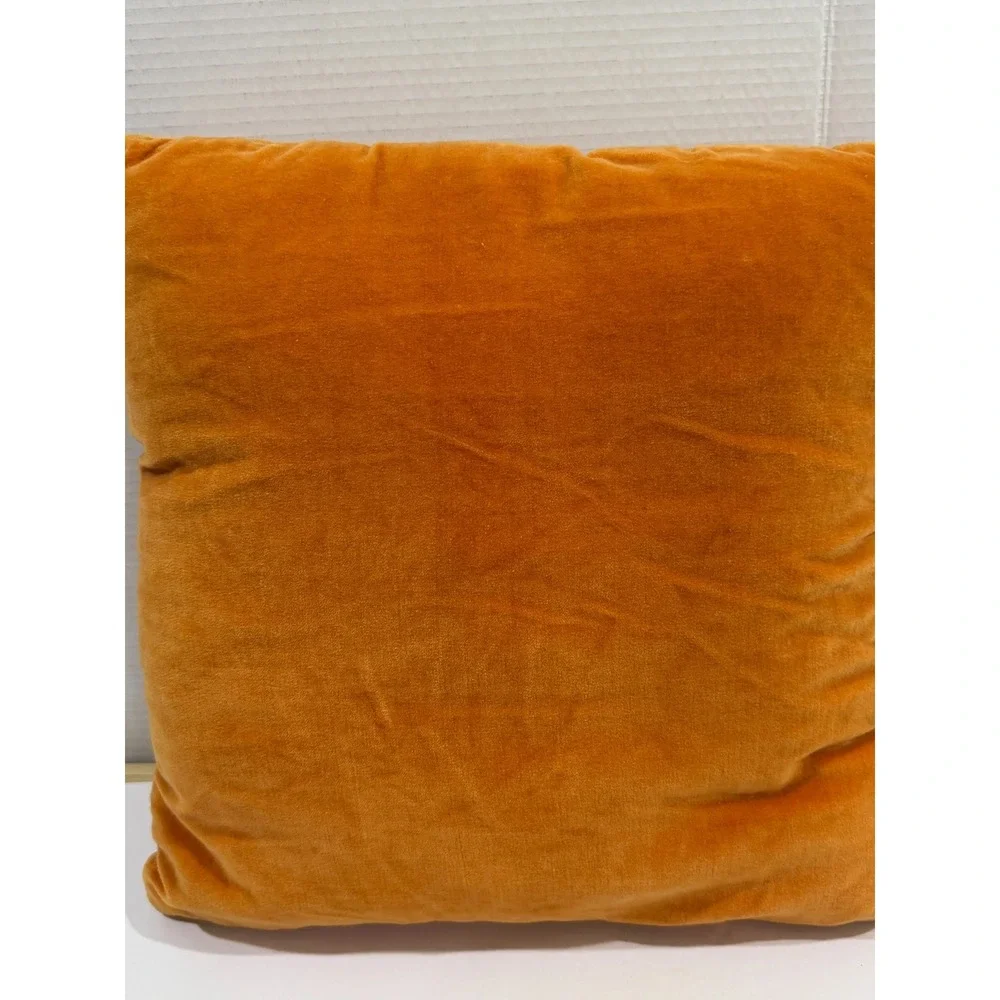 Vintage Velvet Textured Throw Pillow Orange Mid Century Modern